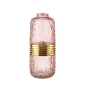 Vaso colonna rosa e oro