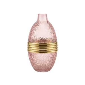 Vaso ovale rosa e oro